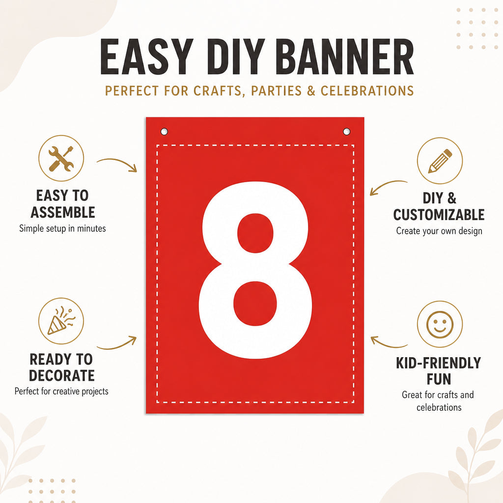 Make Your Own Banner Rainbow Number 8 size 7 x 5.16inch 1pc IB