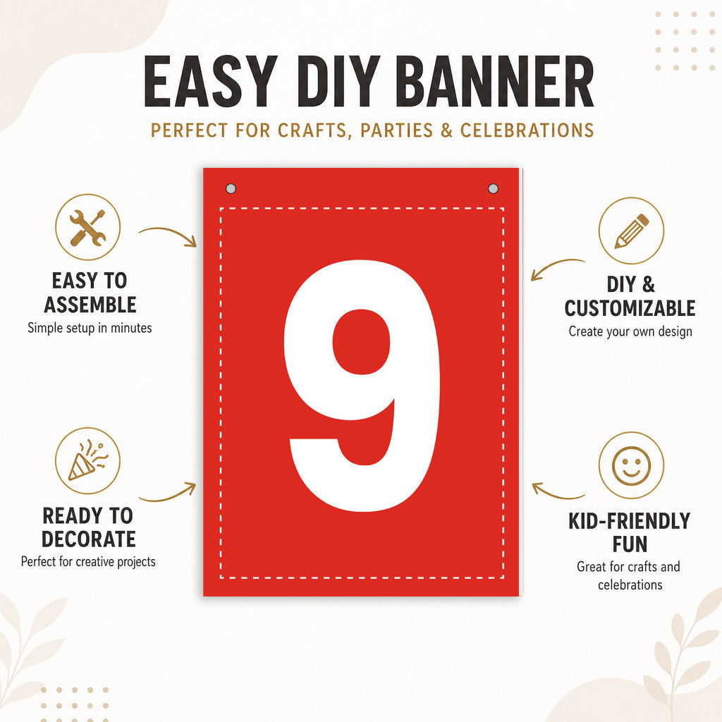 Make Your Own Banner Rainbow Number 9 size 7 x 5.16inch 1pc IB