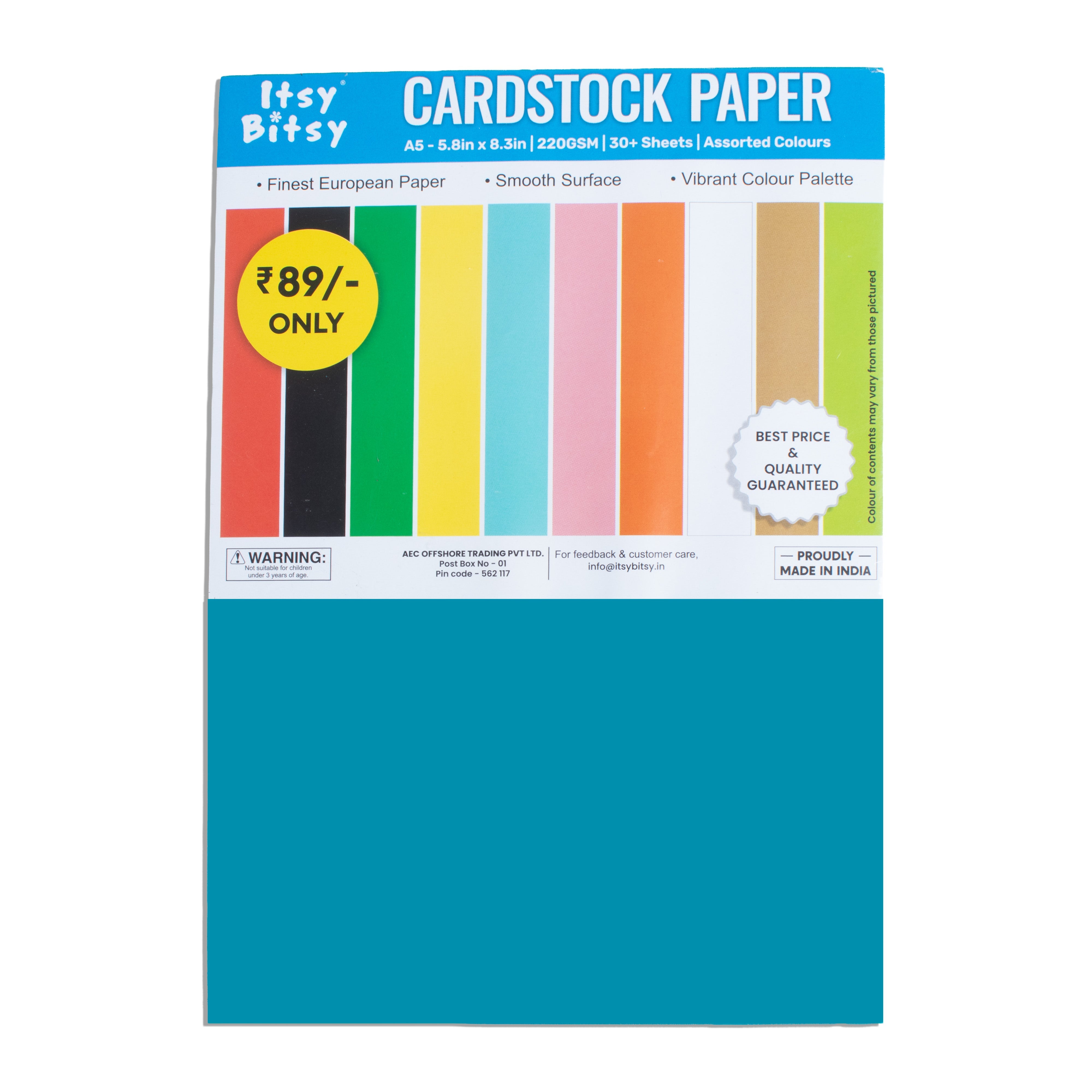 Cardstock Pack Assorted Colours 220gsm A5 30+Sheets