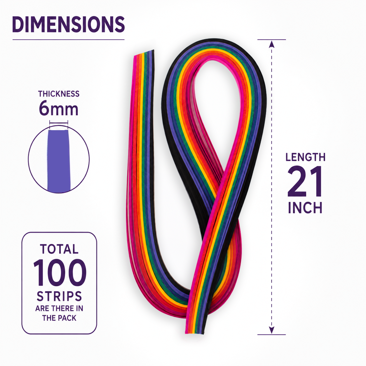 Quilling Strips Bright 6mm 21inch 100Strips
