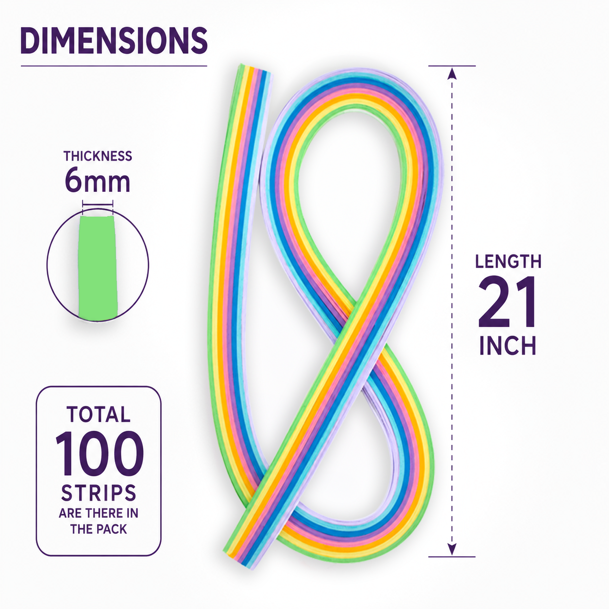 Quilling Strips Pastel 6mm 21Inch 100Strips