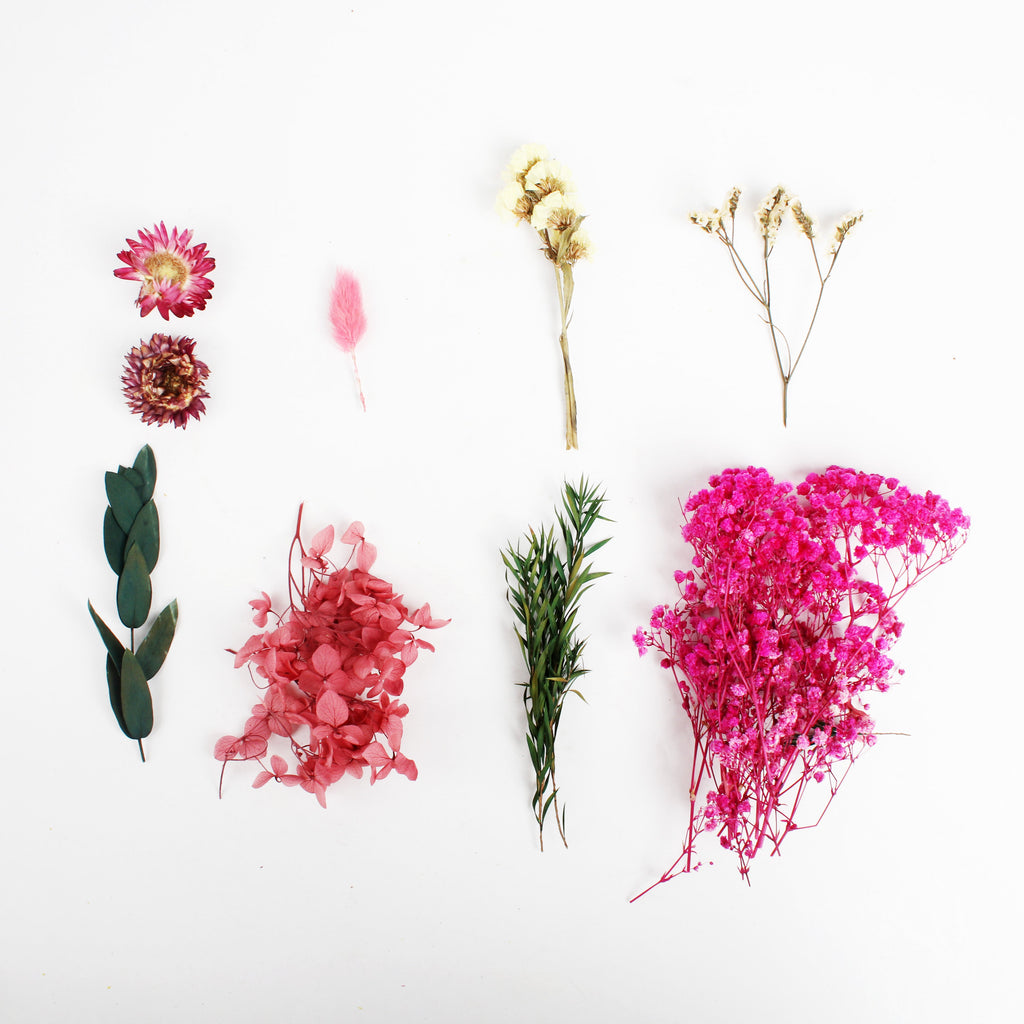 Assorted Natural Dried Flowers Rosy Glow Blossoms 1Box