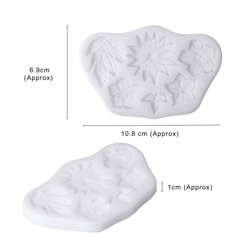 Silicone Mould Flowers & Leaves 10.8 X 6.9 D-1cm 1pc