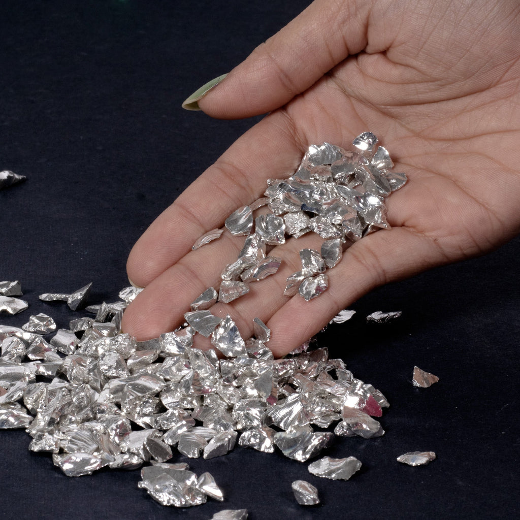 Crushed Glass Silver Nugget 6-9mm 75gm Bottle