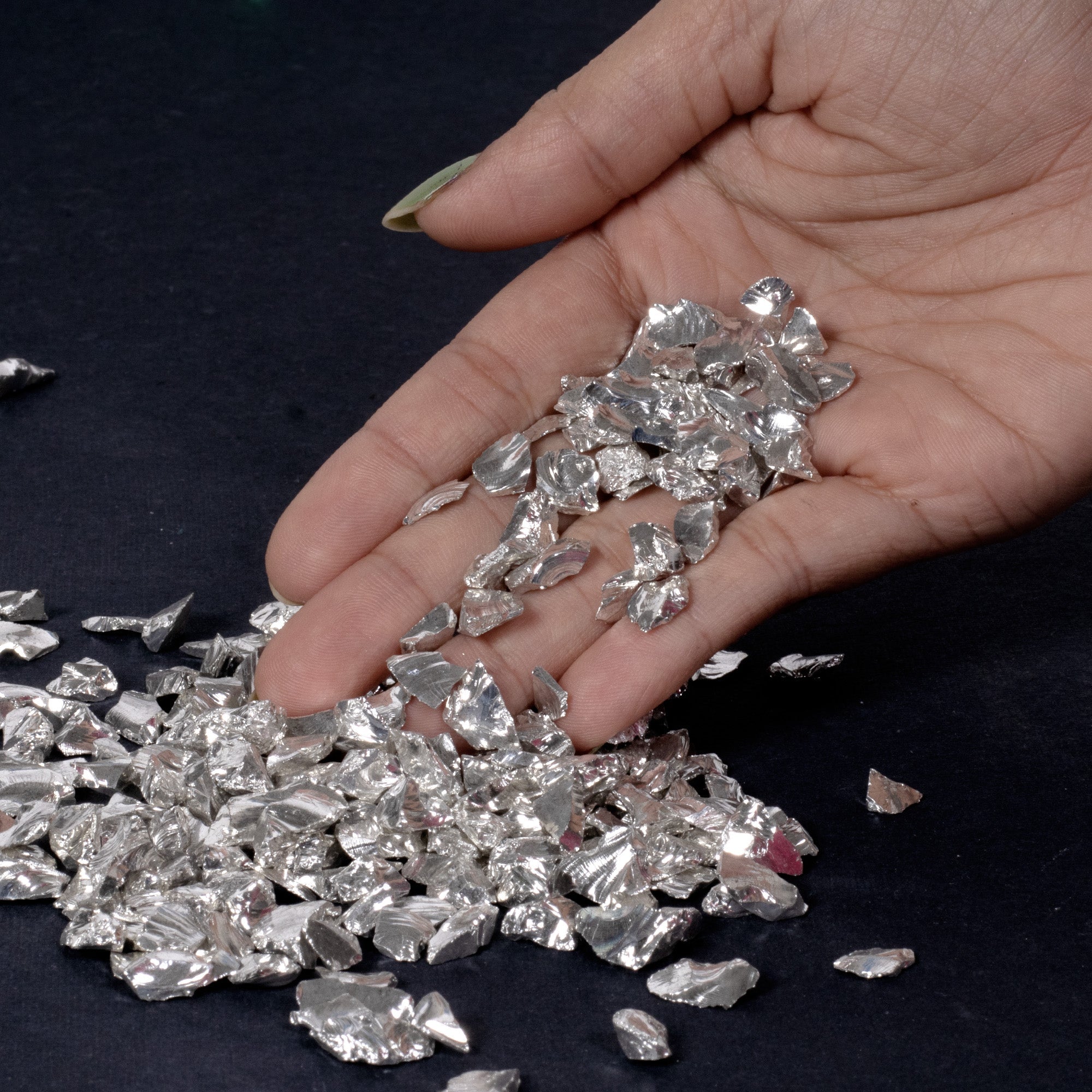 Crushed Glass Silver Nugget 6-9mm 75gm Bottle