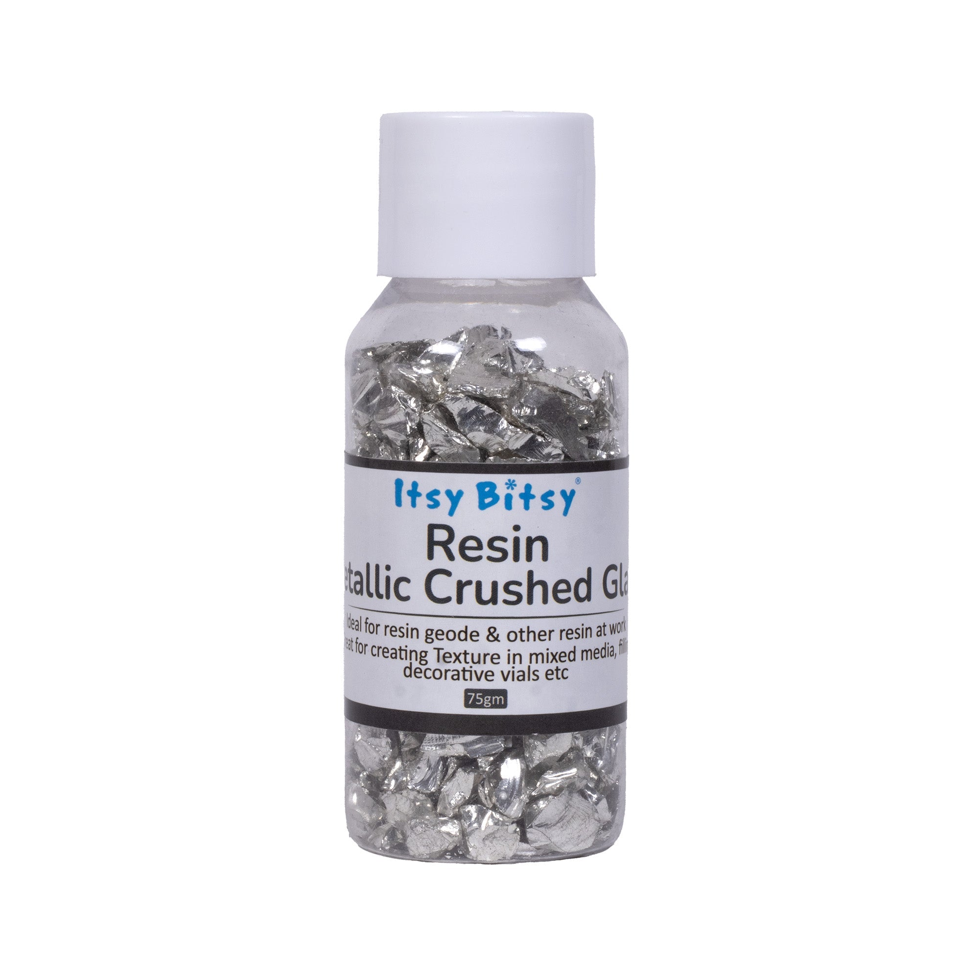 Crushed Glass Silver Nugget 6-9mm 75gm Bottle