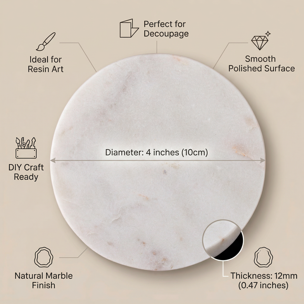 Marble Coaster Round 4Inch X 12mm 1pc