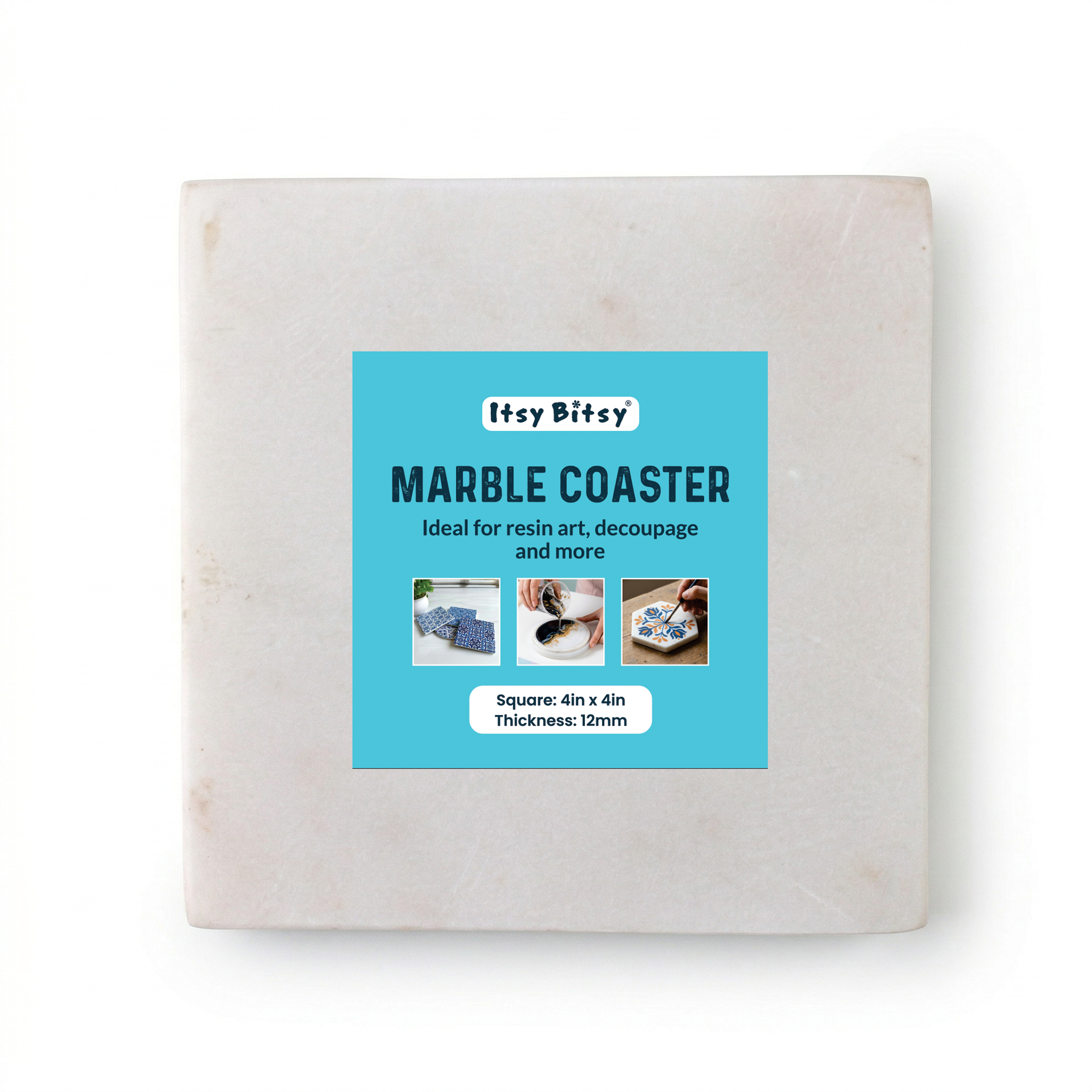 Marble Coaster Square 4Inch X 12mm Thick 1pc