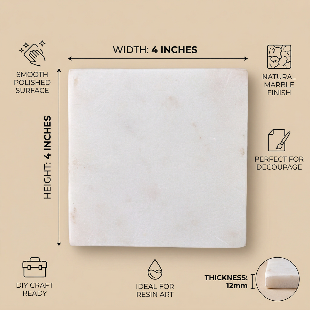 Marble Coaster Square 4Inch X 12mm Thick 1pc