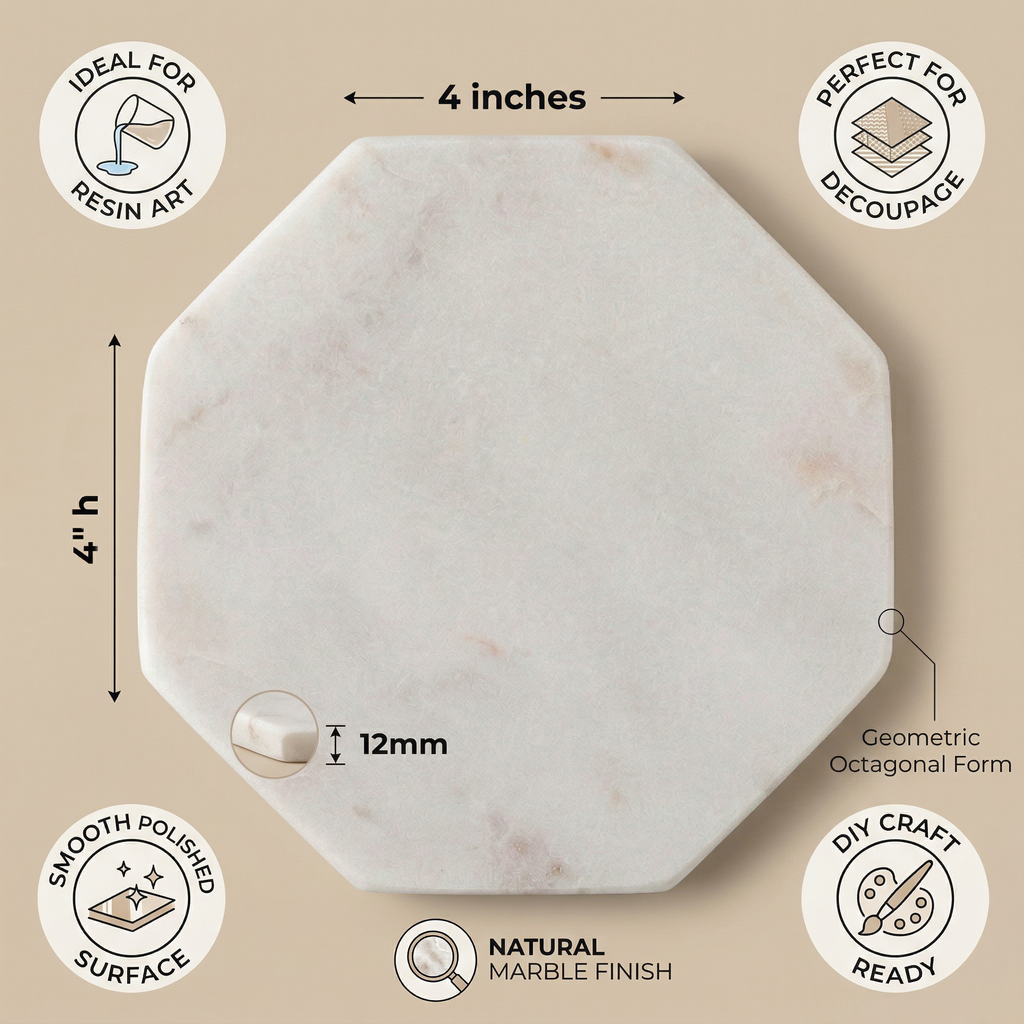 Marble Coaster Octagonal 4Inch X 12mm Thick 1pc