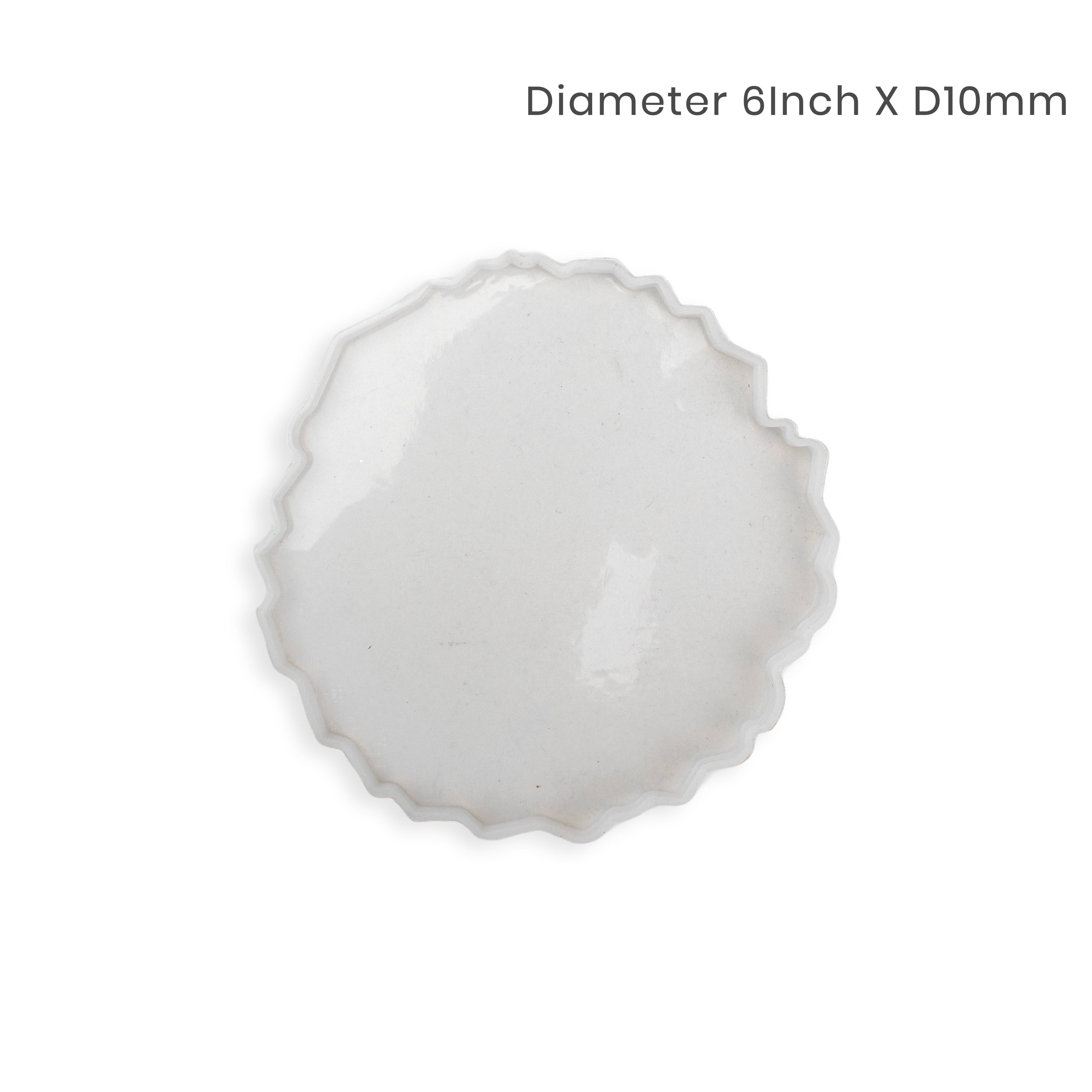 Silicone Mould Agate Coaster wavy edge 6Inch X D10mm 1pc