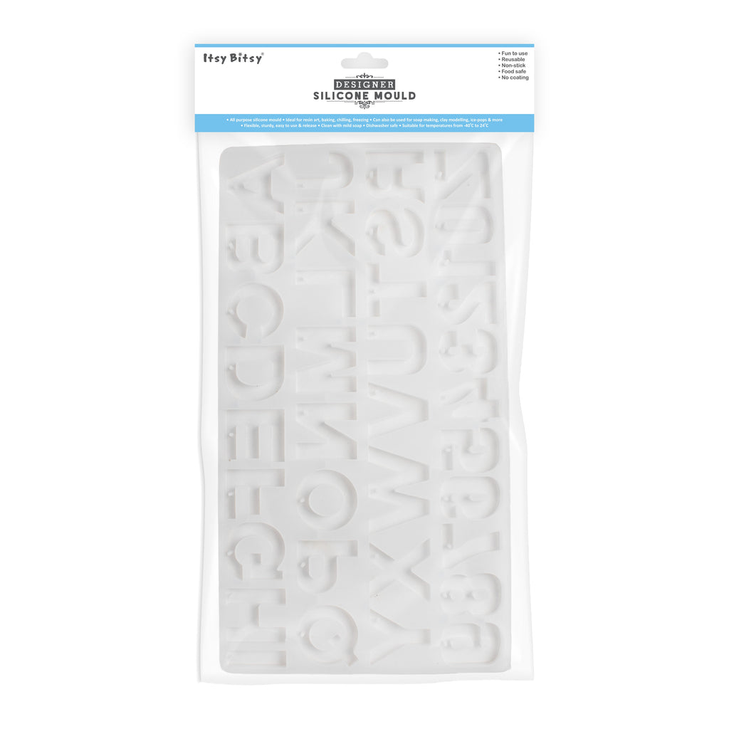 Silicone Mould Alphabet and Numbers With Hole 34.5 X 18.5cm X D7mm 1pc