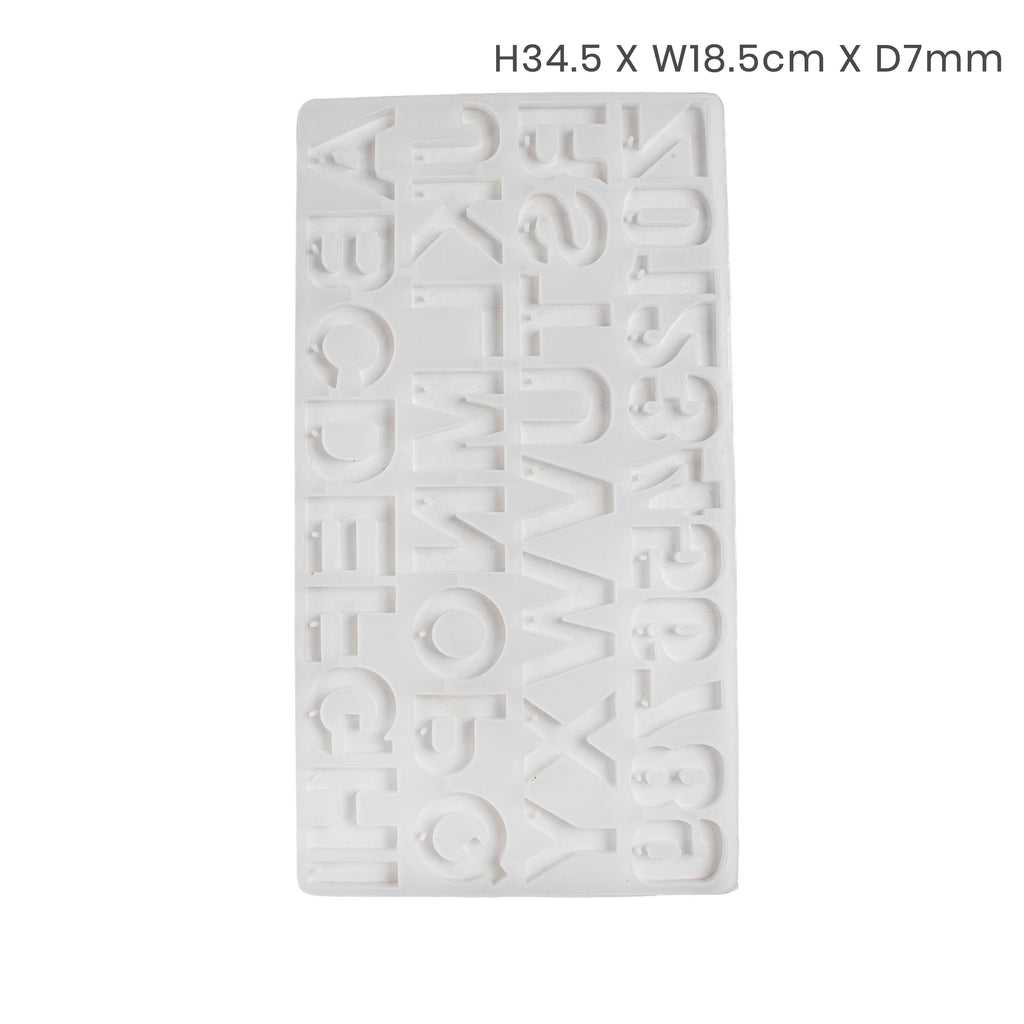Silicone Mould Alphabet and Numbers With Hole 34.5 X 18.5cm X D7mm 1pc