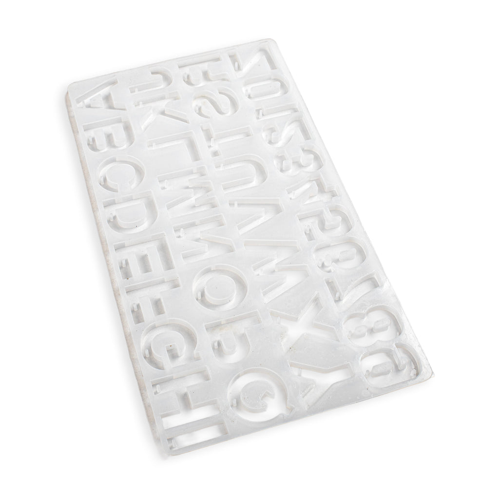 Silicone Mould Alphabet and Numbers With Hole 34.5 X 18.5cm X D7mm 1pc