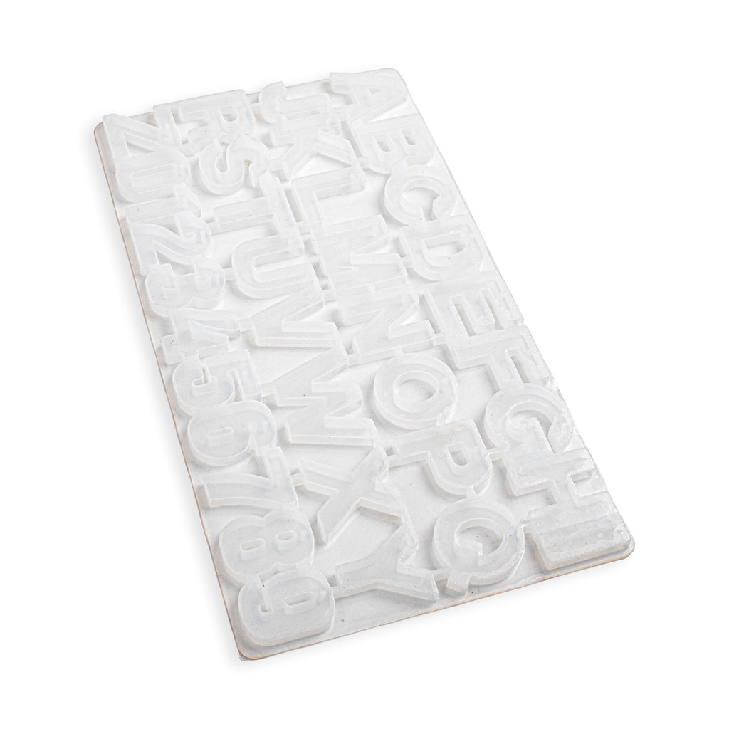 Silicone Mould Alphabet and Numbers With Hole 34.5 X 18.5cm X D7mm 1pc