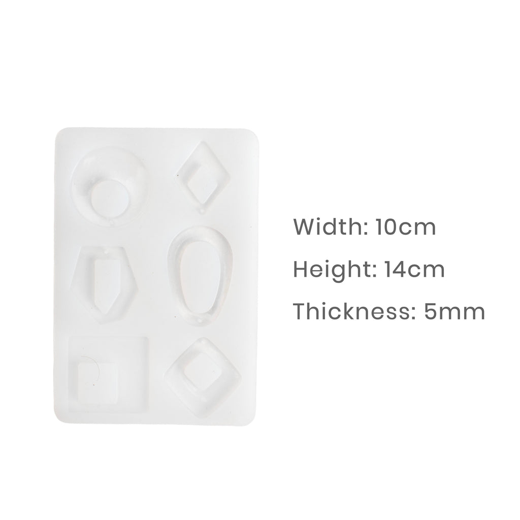 Silicone Mould Earrings and Pendants 6 Designs 14 X 10cm X D5mm 1pc