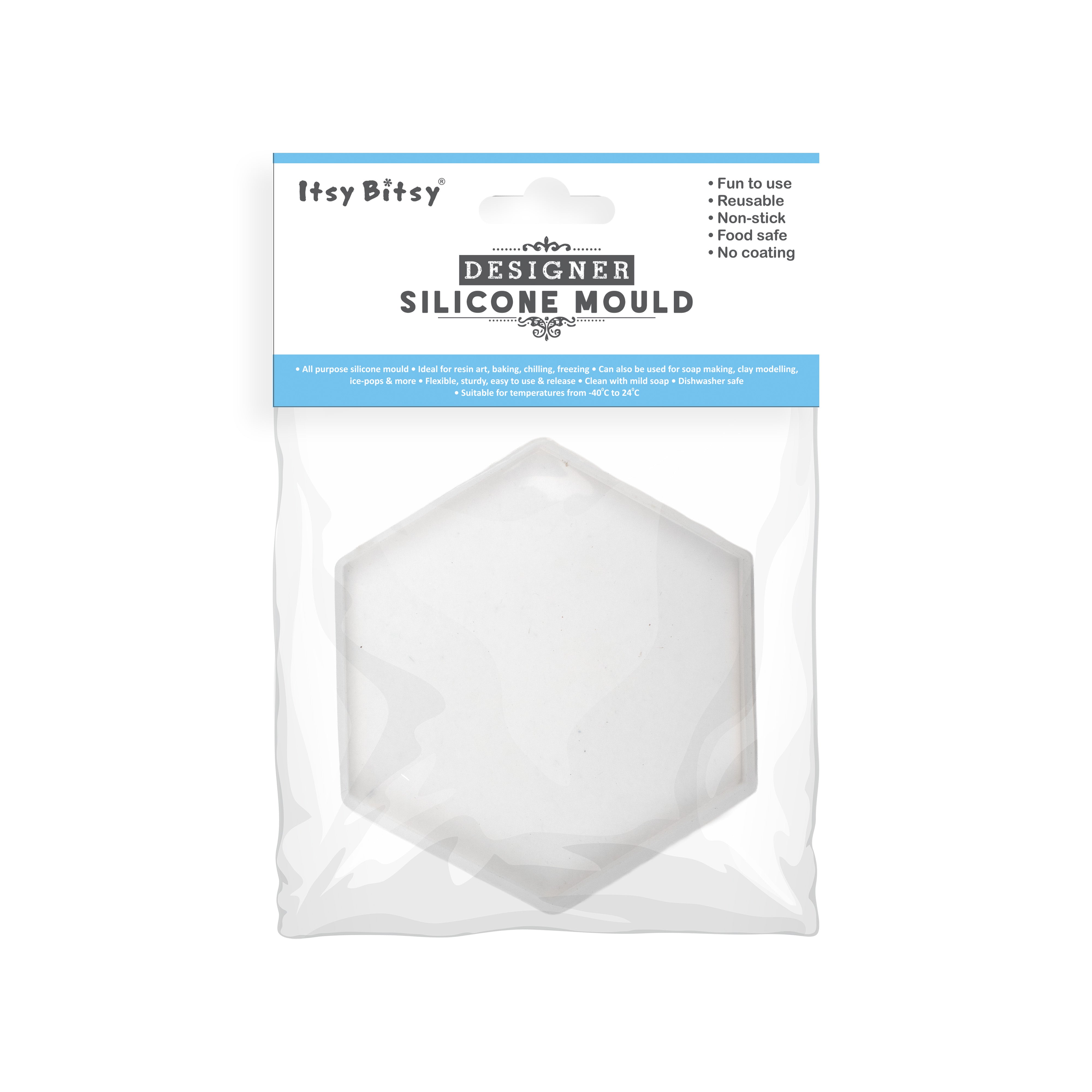 Silicone Mould Hexagon Coaster 4 Inch X D8mm 1pc