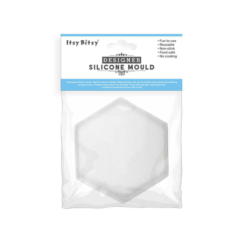 Silicone Mould Hexagon Coaster 4 Inch X D8mm 1pc