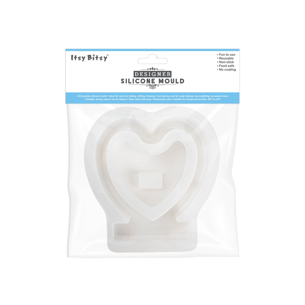 Silicone Mould Heart Flower Vase with Holder 15 X 14cm X D40mm 1pc