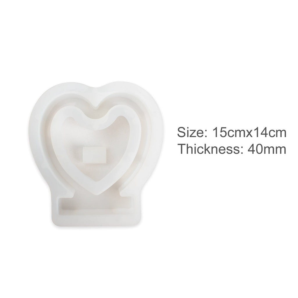 Silicone Mould Heart Flower Vase with Holder 15 X 14cm X D40mm 1pc