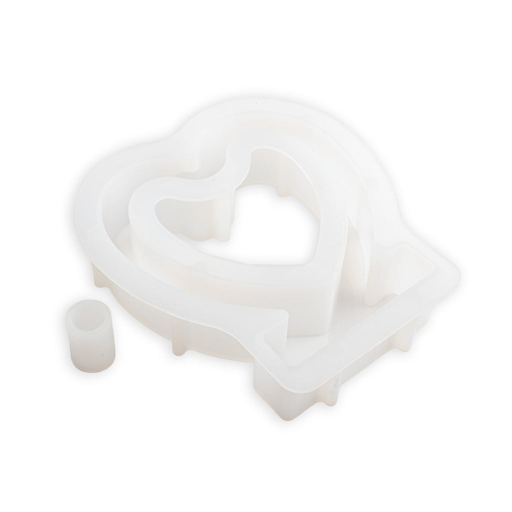 Silicone Mould Heart Flower Vase with Holder 15 X 14cm X D40mm 1pc