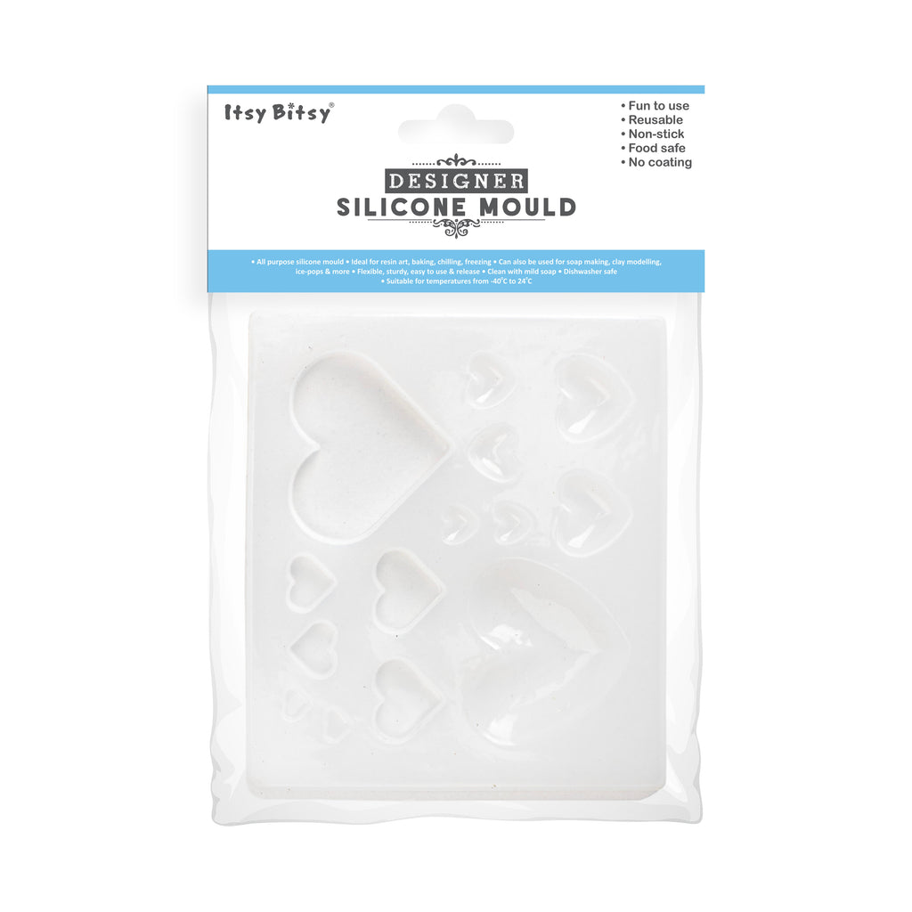Silicone Multi-heart mould 5Inch X 5.5Inch X D5mm 1pc