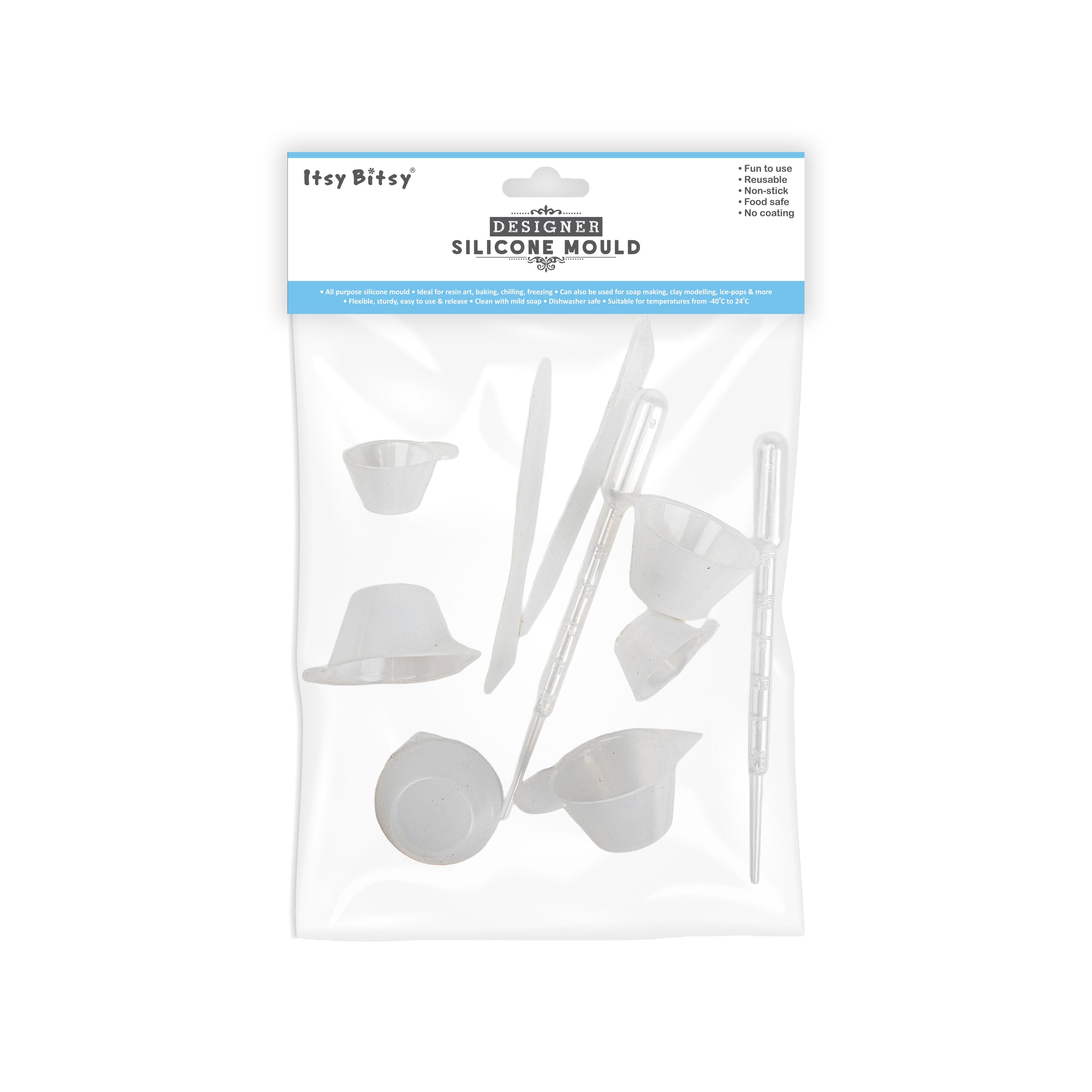 Silicone Mould Assorted Cups Sticks with Droppers 10pc Set
