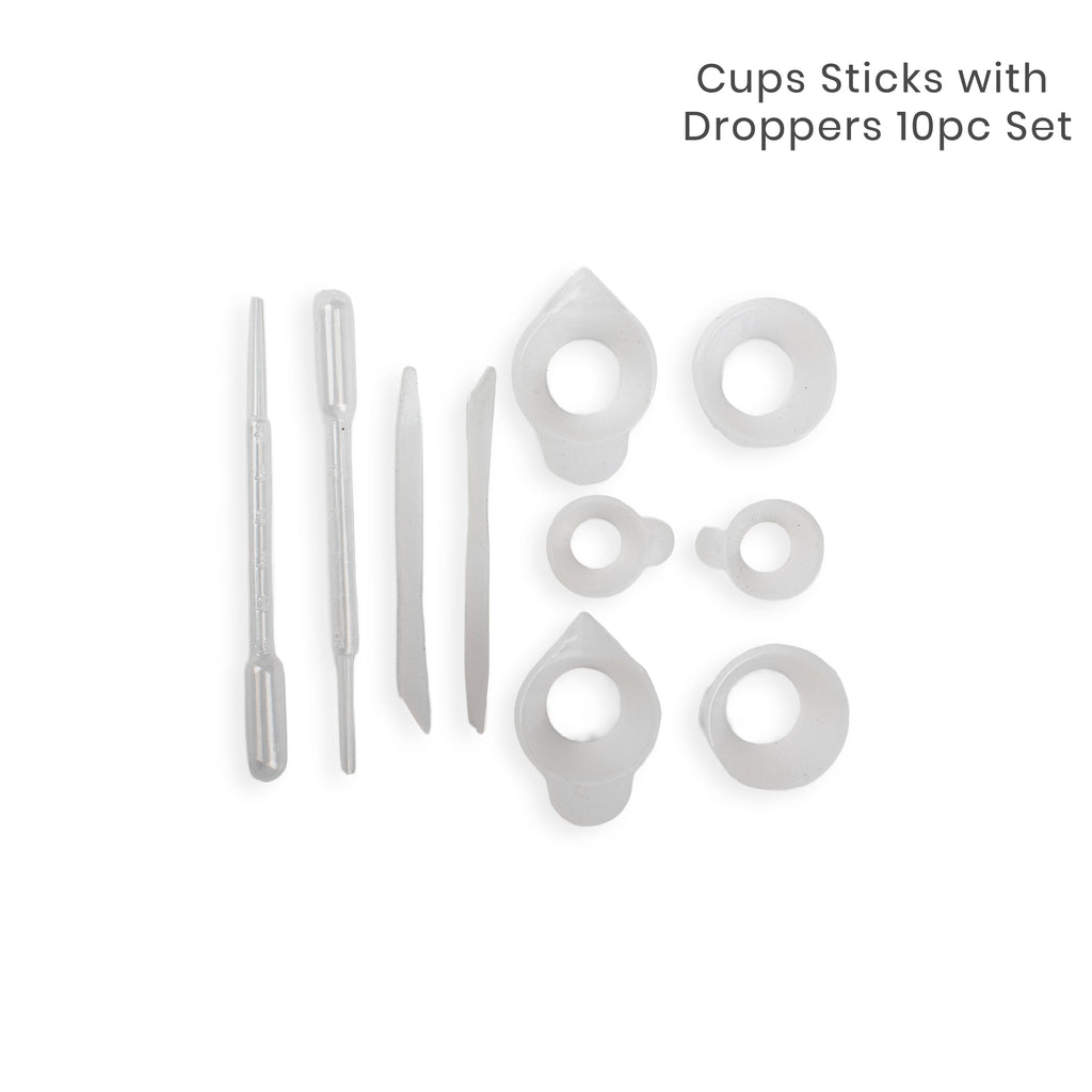 Silicone Mould Assorted Cups Sticks with Droppers 10pc Set