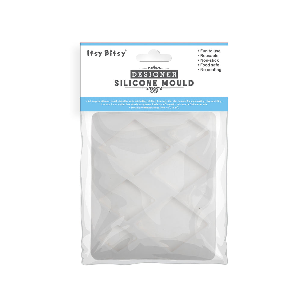 Silicone Mould Assorted Rhombus 6 cavity 10.8 X 8.6cm X D6mm 1pc