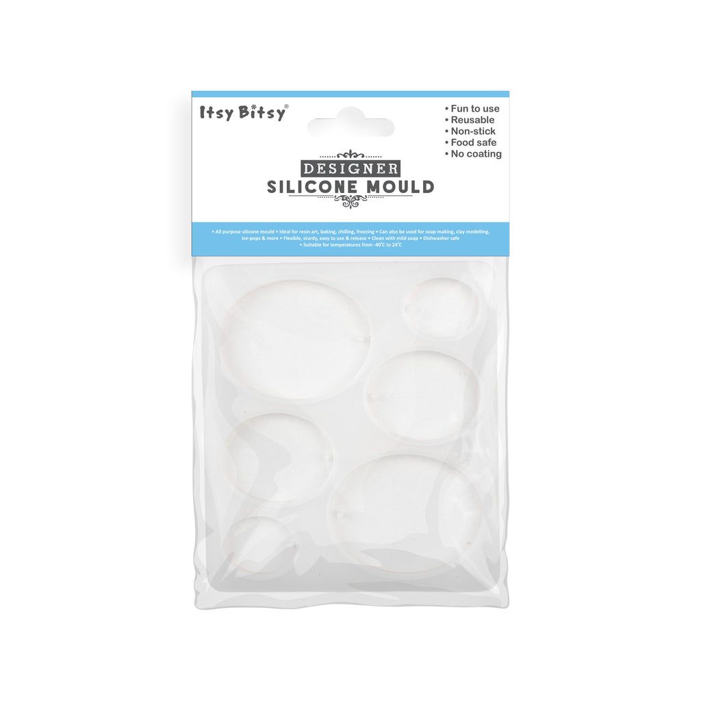 Silicone Mould Assorted Oval 6 cavity 10.7 X 7.9cm X D6mm 1pc