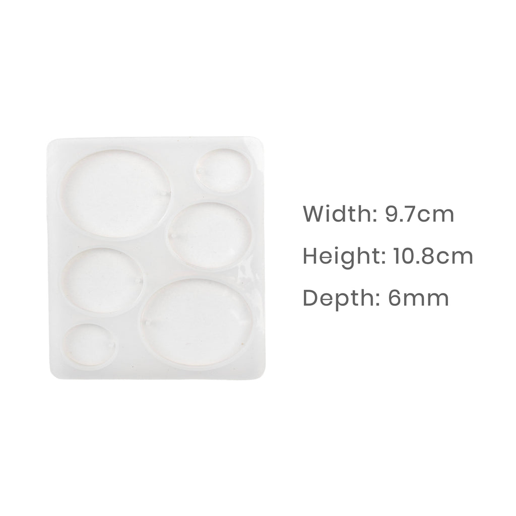 Silicone Mould Assorted Oval 6 cavity 10.7 X 7.9cm X D6mm 1pc