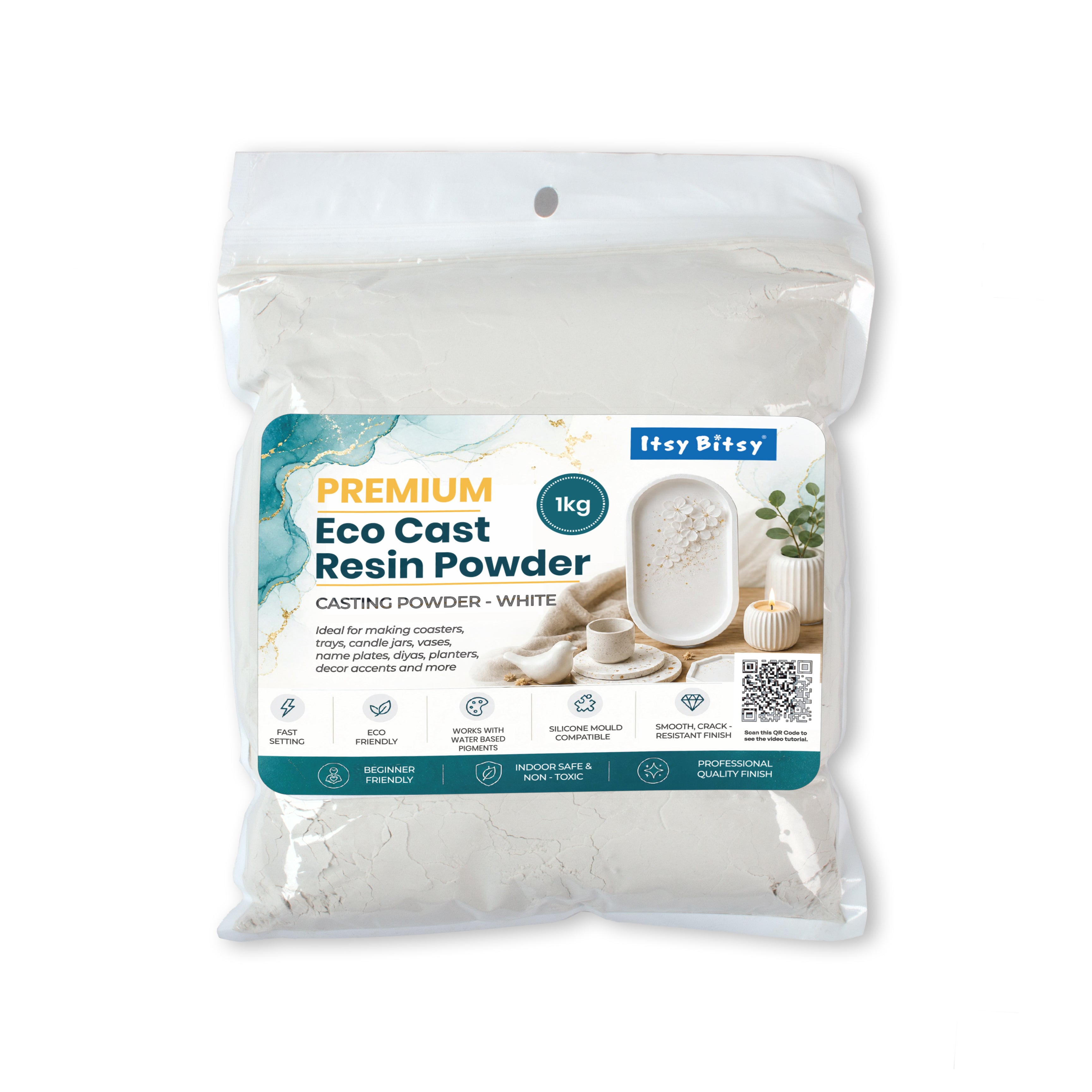 Premium Eco Resin Casting Powder White 1kg Pouch