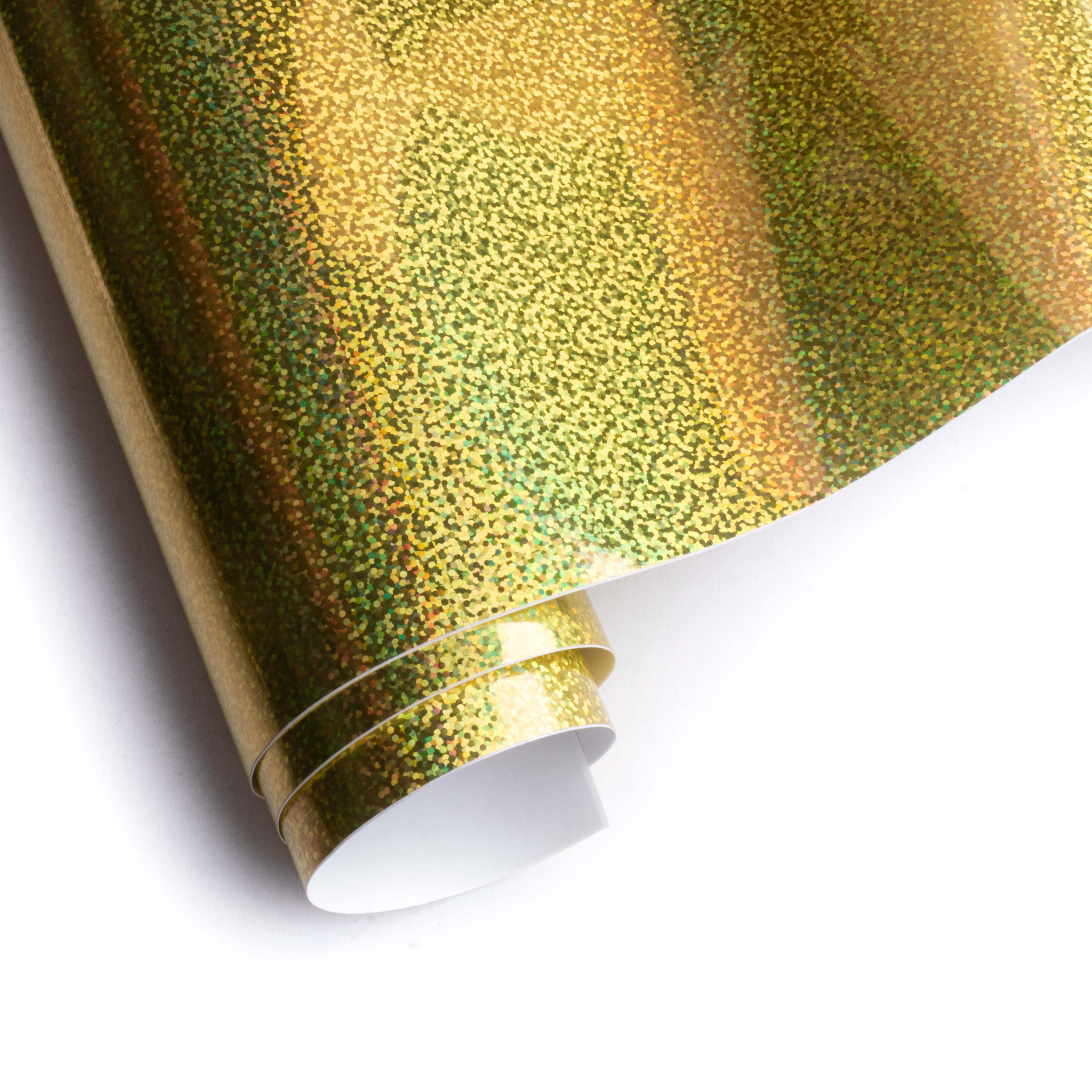Vinyl Holographic Glitter Gold 12Inch X 2ft 1Roll