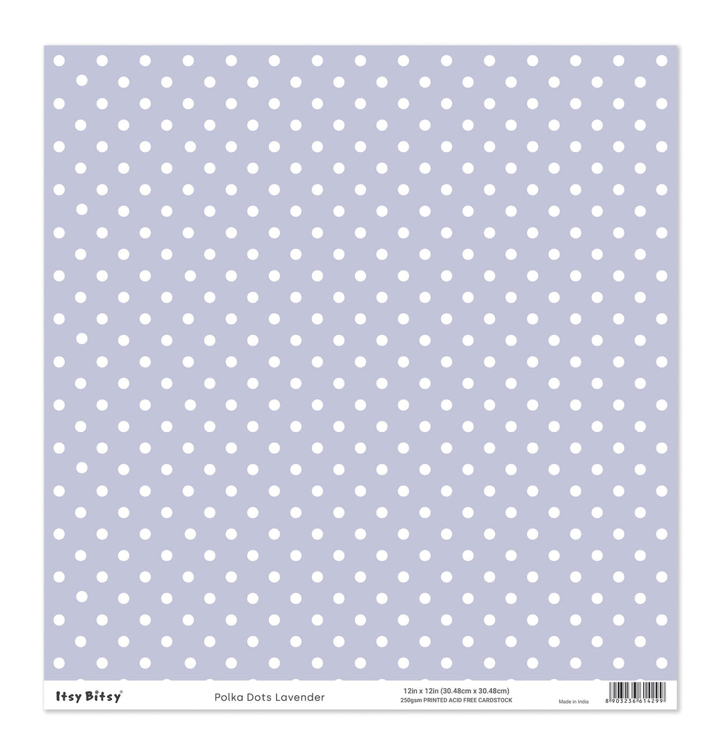 Printed Cardstock |  12 X 12inch |  Polka Dots Lavender | 250gsm | 1Sheet