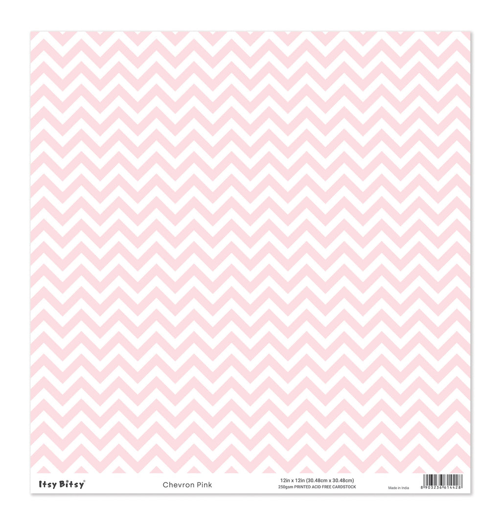 Printed Cardstock |  12 X 12inch |  Chevron Pink | 250gsm | 1Sheet