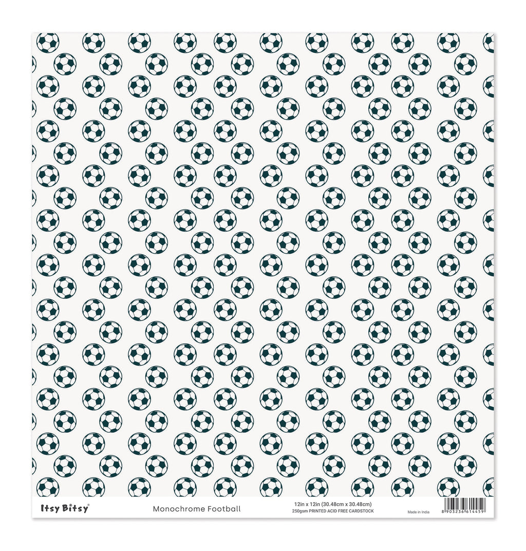 Printed Cardstock |  12 X 12inch |  Monochrome Football | 250gsm | 1Sheet