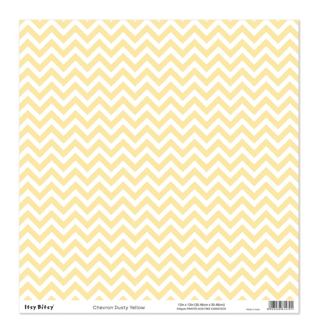 Printed Cardstock |  12 X 12inch |  Chevron Dusty Yellow | 250gsm | 1Sheet