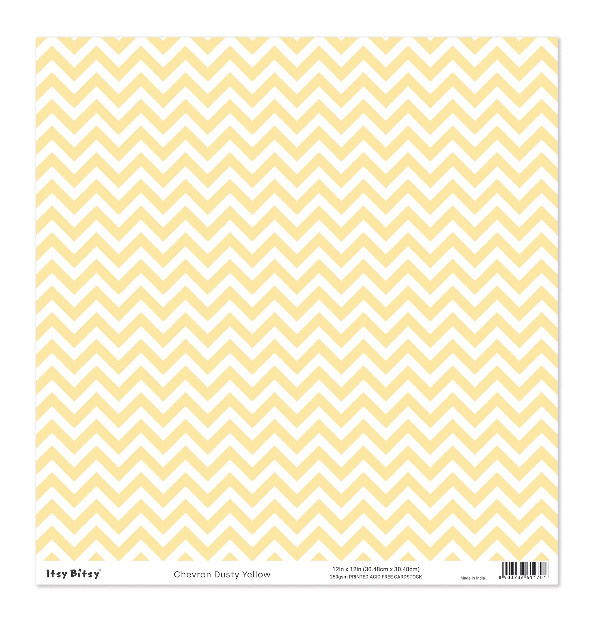 Printed Cardstock |  12 X 12inch |  Chevron Dusty Yellow | 250gsm | 1Sheet