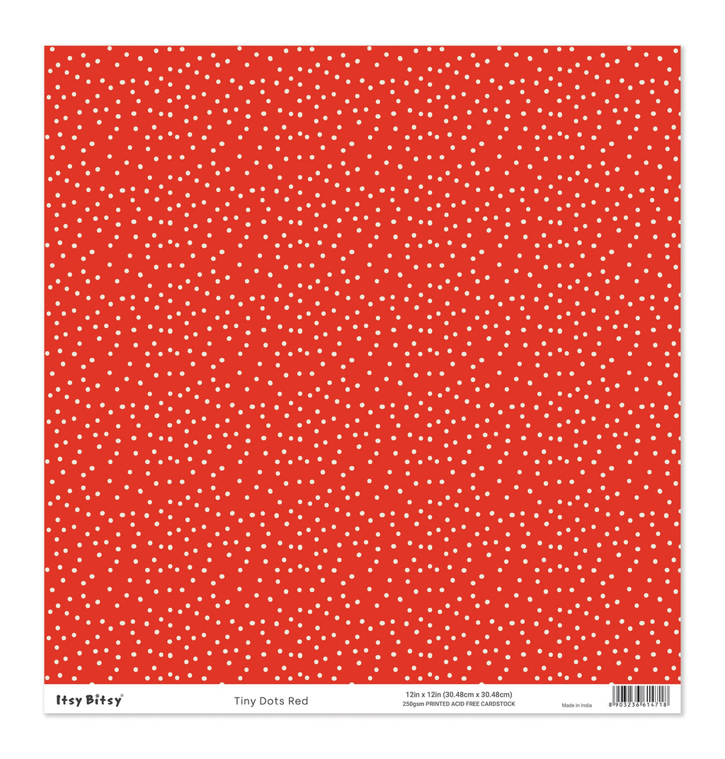 Printed Cardstock |  12 X 12inch |  Tiny Dots Red | 250gsm | 1Sheet