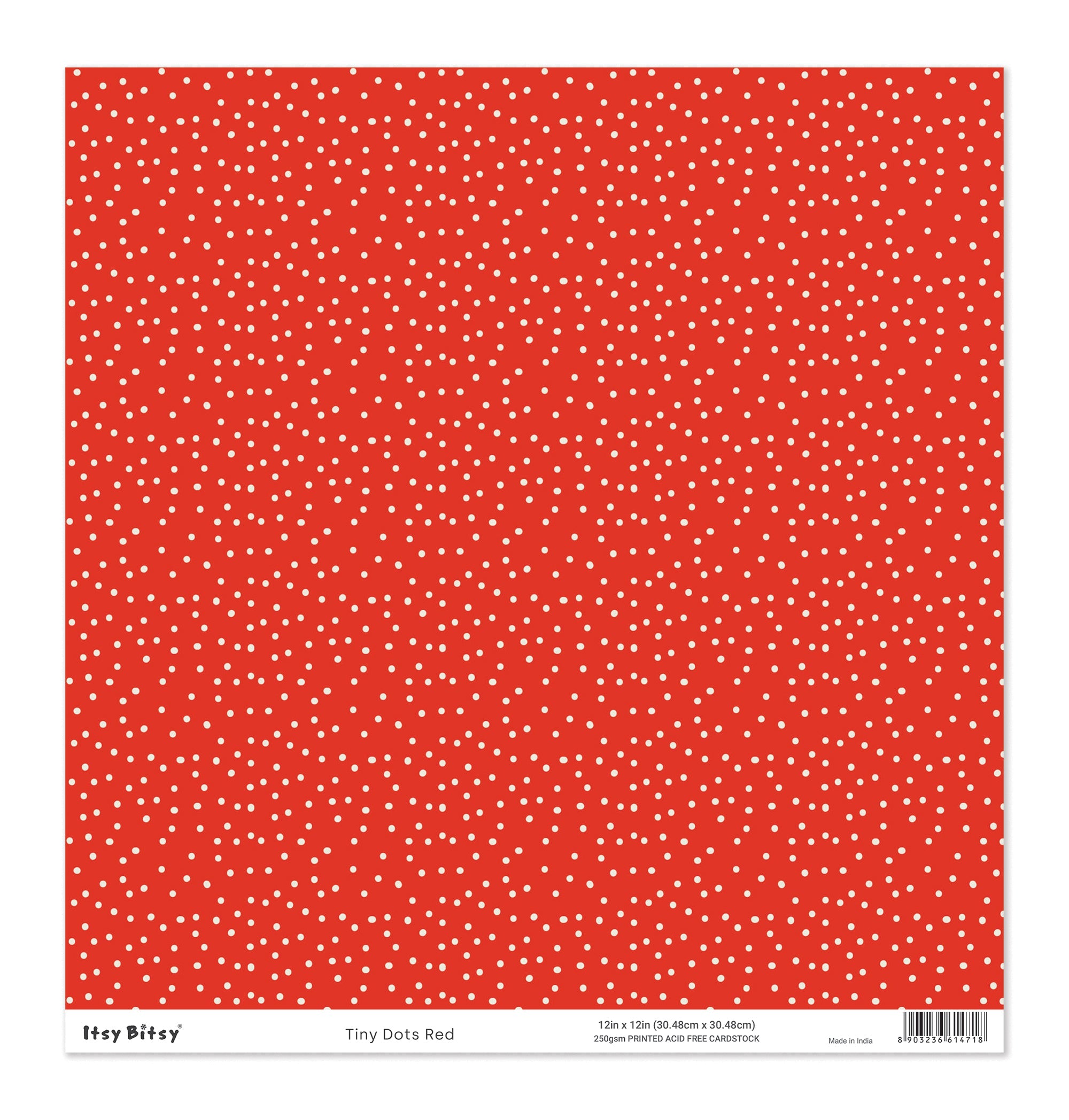 Printed Cardstock |  12 X 12inch |  Tiny Dots Red | 250gsm | 1Sheet