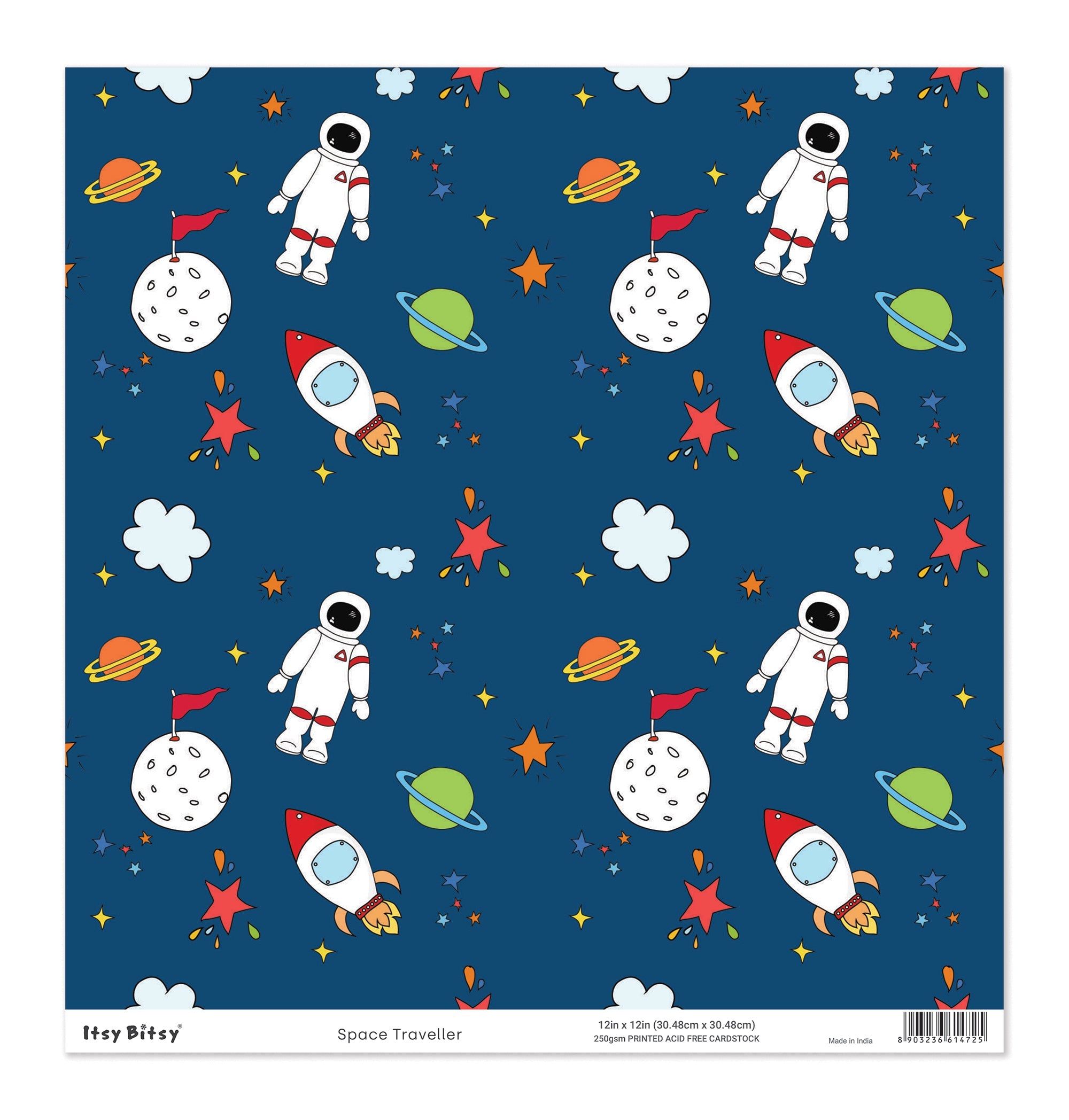 Printed Cardstock |  12 X 12inch |  Space Traveller | 250gsm | 1Sheet