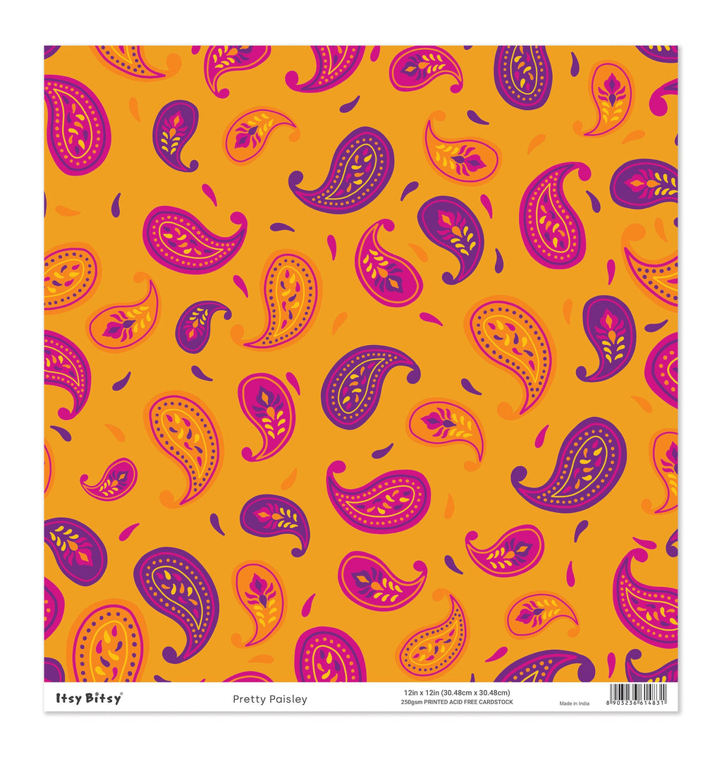 Printed Cardstock |  12 X 12inch |  Pretty Paisley | 250gsm | 1Sheet