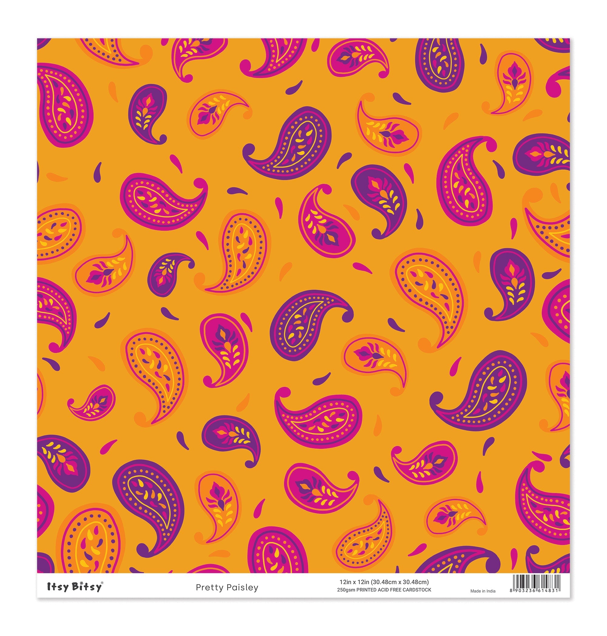 Printed Cardstock |  12 X 12inch |  Pretty Paisley | 250gsm | 1Sheet