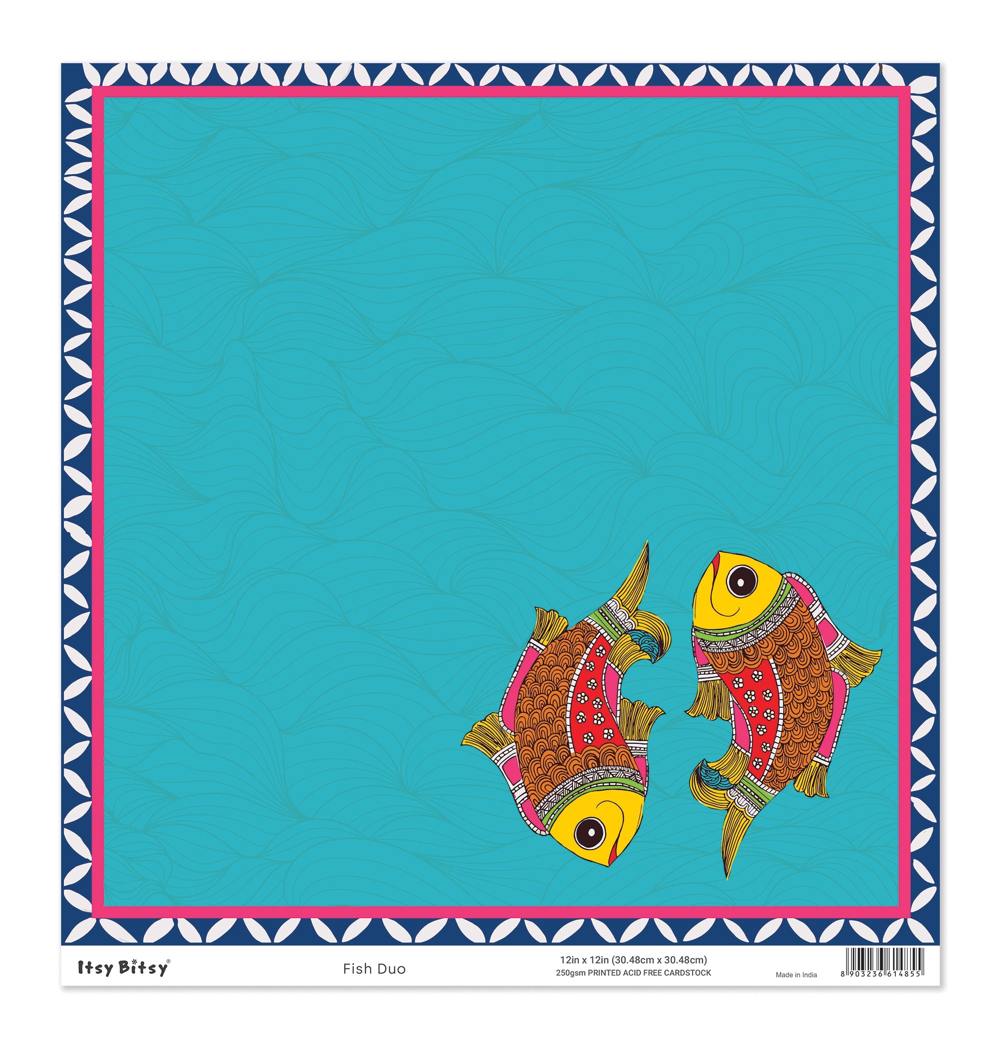 Printed Cardstock |  12 X 12inch |  Fish Duo | 250gsm | 1Sheet