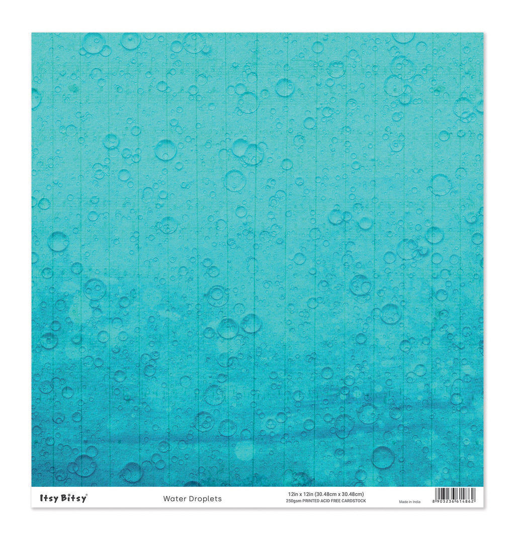 Printed Cardstock |  12 X 12inch |  Water Droplets | 250gsm | 1Sheet