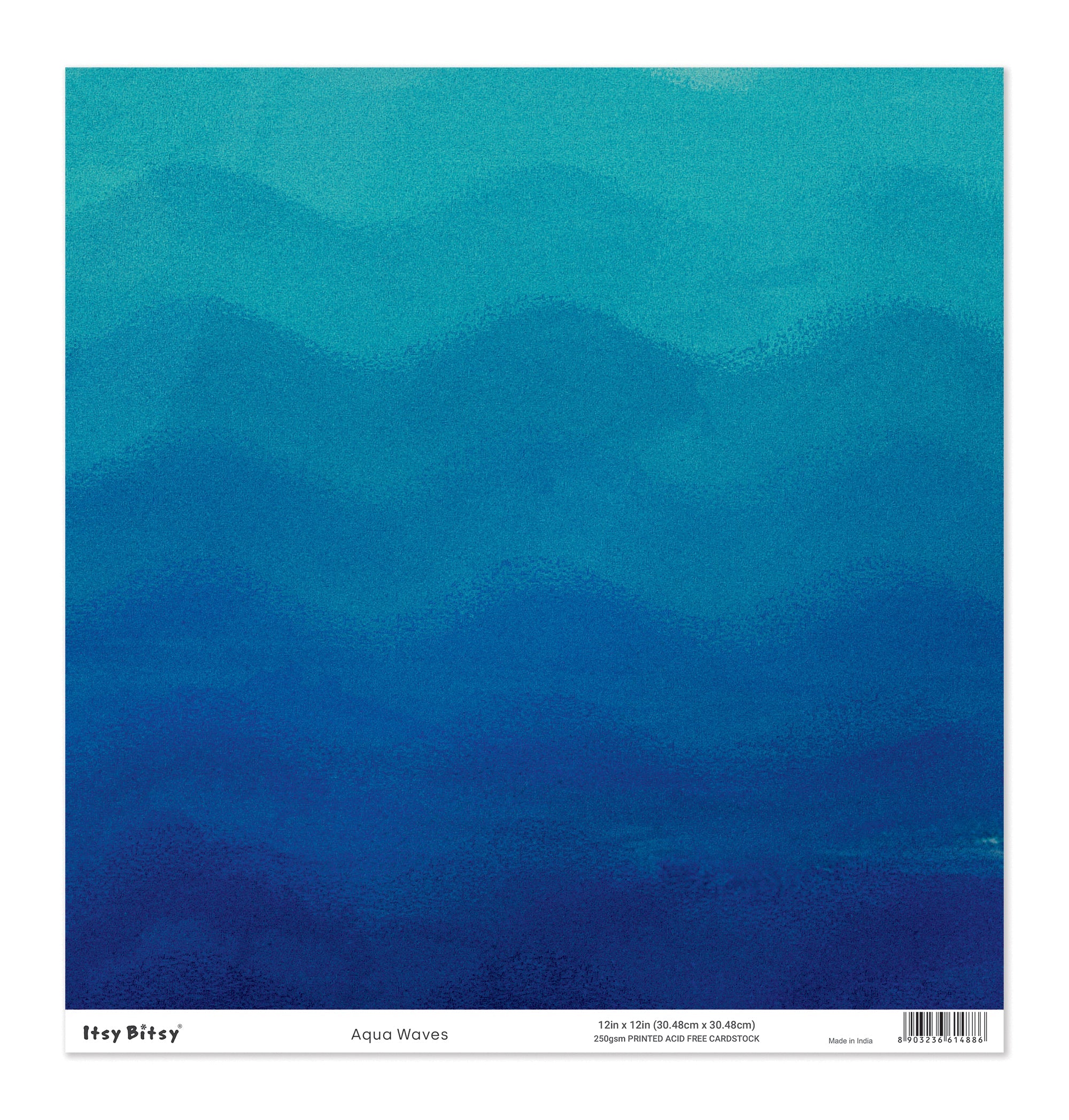 Printed Cardstock |  12 X 12inch |  Aqua Waves | 250gsm | 1Sheet