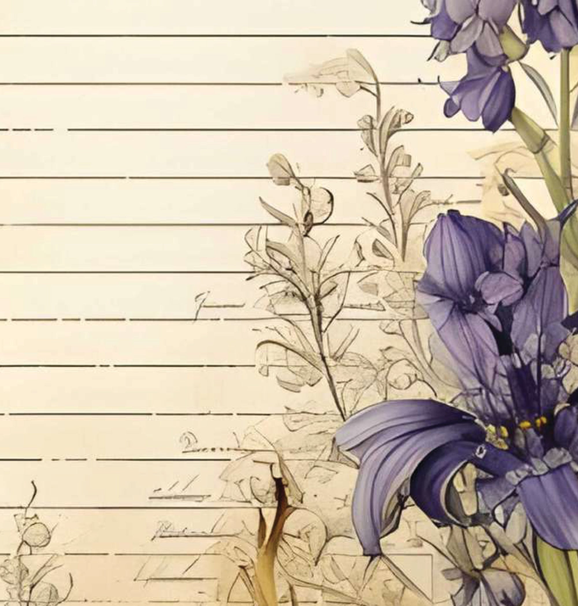 Printed Cardstock |  12 X 12inch |  Iris Bouquet | 250gsm | 1Sheet