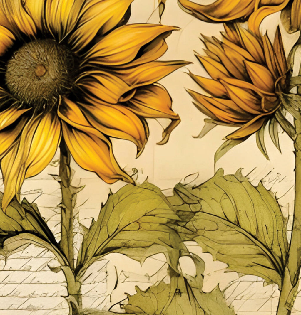 Printed Cardstock |  12 X 12inch |  Vintage Sunflower | 250gsm | 1Sheet