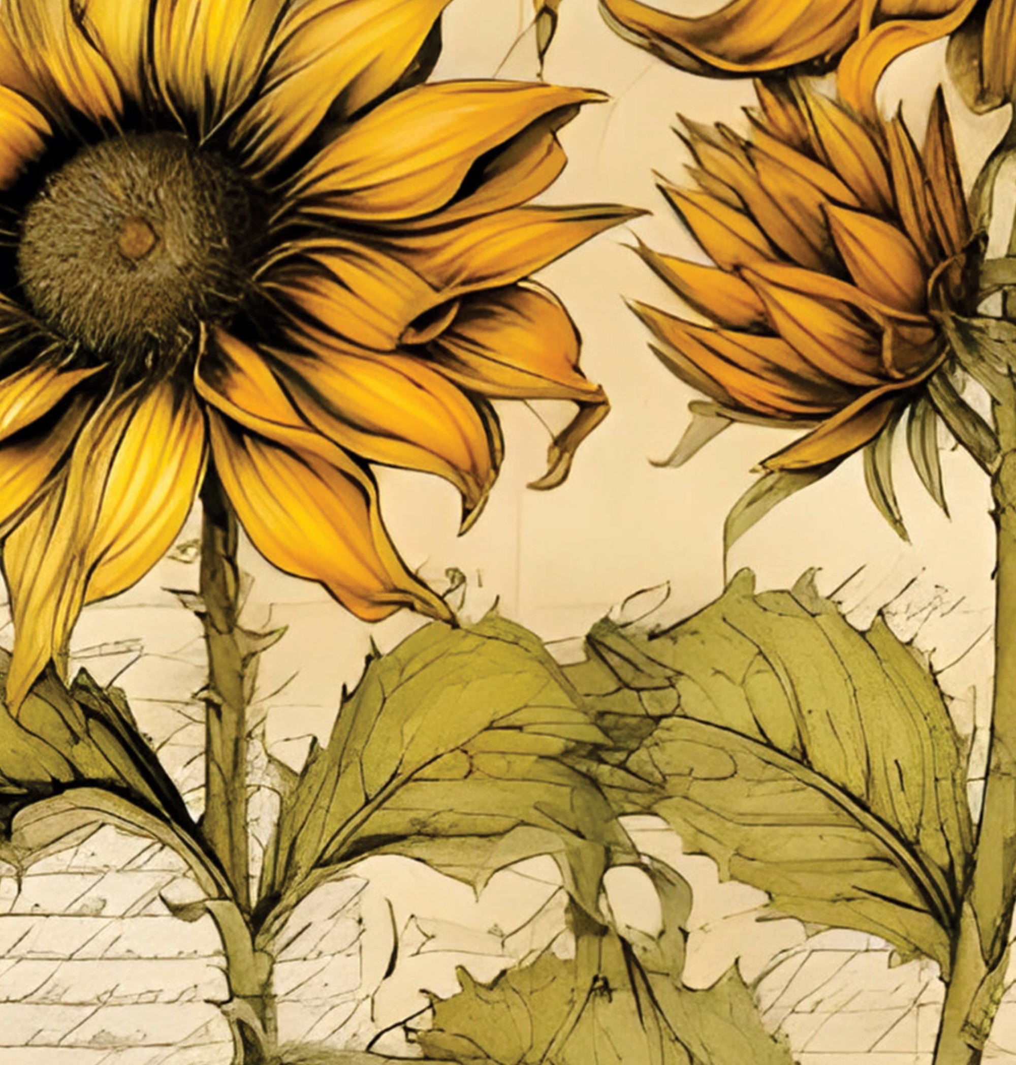 Printed Cardstock |  12 X 12inch |  Vintage Sunflower | 250gsm | 1Sheet