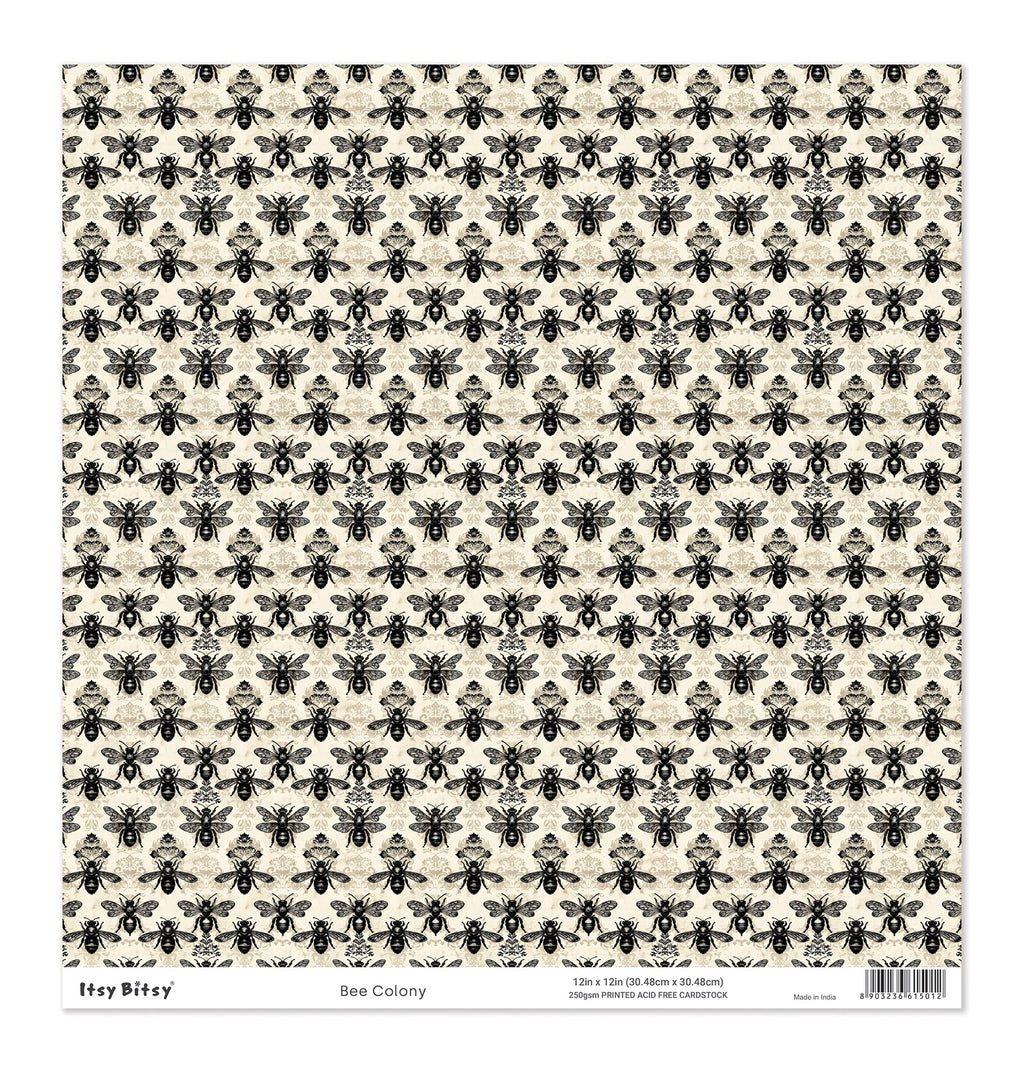 Printed Cardstock |  12 X 12inch |  Bee Colony | 250gsm | 1Sheet
